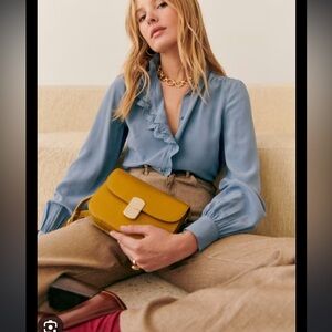 Sezane Chlo shirt (blouse) in vintage blue silk size 8